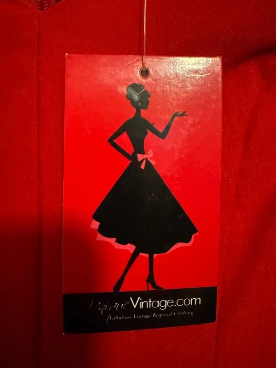 Unique Vintage Red Short Sleeve Grace Swing Dress 1950s style - Picture 3 of 6